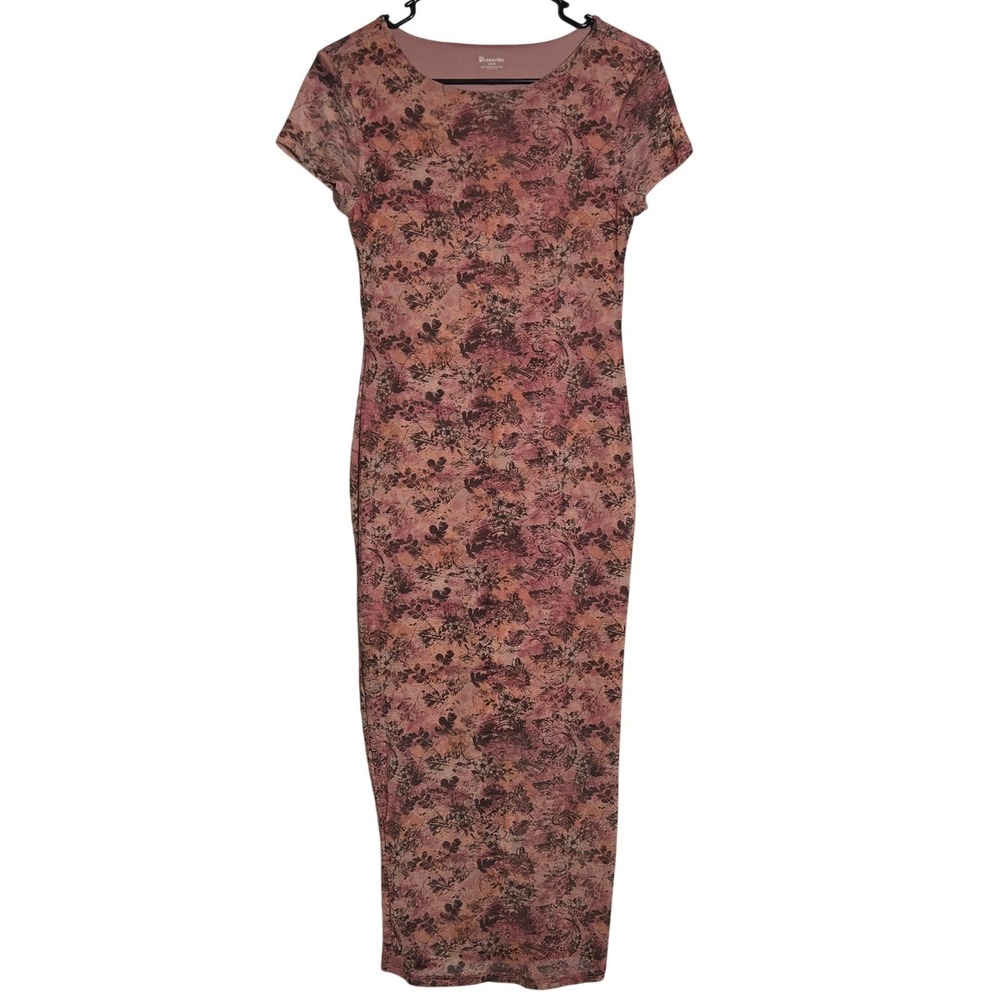 No Boundaries Floral Mesh Midi Dress Small Cottage Fairy Boho Romantic Y2K Retro